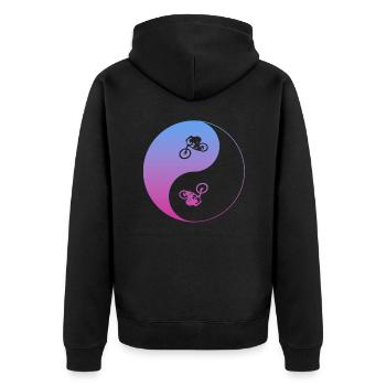 biken fahrrad ebike mtb - Unisex Premium Bio Zip Hoodie - Schwarz - Hinten - Nico (187cm)