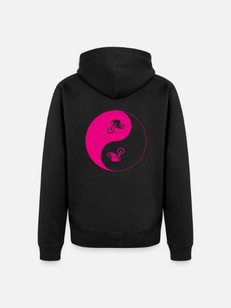 biken - yin yang - Unisex Premium Bio Zip Hoodie - Schwarz