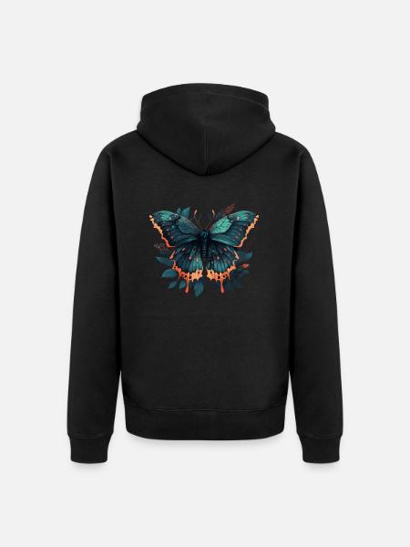Butterfly Nature - Unisex Premium Organic Zip Hoodie - black