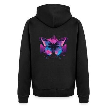 Vaporwave Papillon Esthétique - Veste à capuche bio Premium Unisexe - noir - Dos - Nico (187cm)