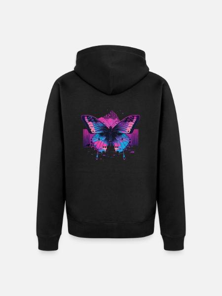 Vaporwave Aesthetic Butterfly - Unisex Premium Organic Zip Hoodie - black
