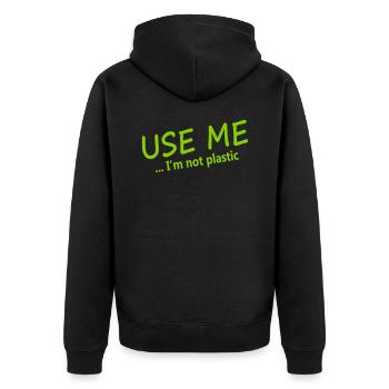 UTILISEZ-MOI... Je ne suis pas en plastique - Veste à capuche bio Premium Unisexe - noir - Dos - Nico (187cm)