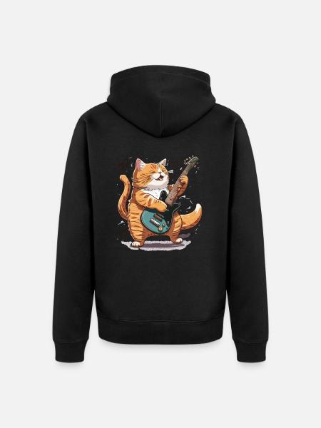 Rockin Feline - Unisex Premium Organic Zip Hoodie - black