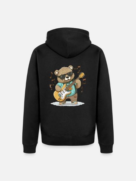 Bären-Wippe - Unisex Premium Bio Zip Hoodie - Schwarz
