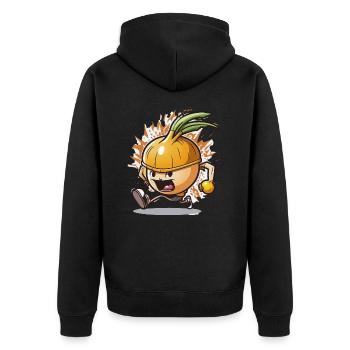 The Onion Sprint - Unisex Premium Organic Zip Hoodie - black - Back - Nico (187cm)