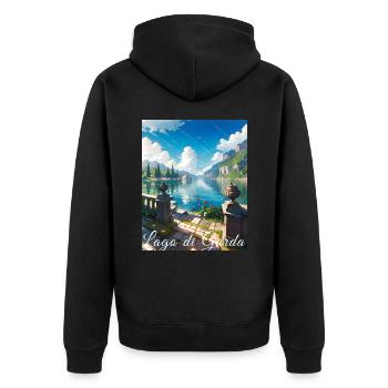 Lago di garda,Lake Garda,lake,landscape - Unisex Premium Organic Zip Hoodie - black - Back - Nico (187cm)