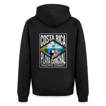 Costa Rica Playa Conchal - Unisex Premium Bio Zip Hoodie - Schwarz - Hinten - Nico (187cm)
