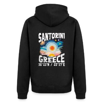 Greece aegean islands col - Unisex Premium Organic Zip Hoodie - black - Back - Nico (187cm)