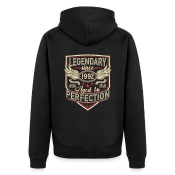 Légendaire depuis 1992 vintage vintage anniversaire - Veste à capuche bio Premium Unisexe - noir - Dos - Nico (187cm)
