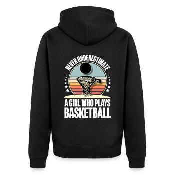 Basketball Basketballerin Frauen - Unisex Premium Bio Zip Hoodie - Schwarz - Hinten - Nico (187cm)