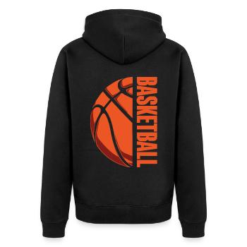 Basketball Basketballer - Unisex Premium Bio Zip Hoodie - Schwarz - Hinten - Nico (187cm)