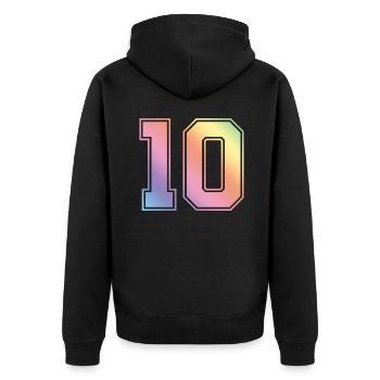 10 Zahl Bunt - Unisex Premium Bio Zip Hoodie - Schwarz - Hinten - Nico (187cm)