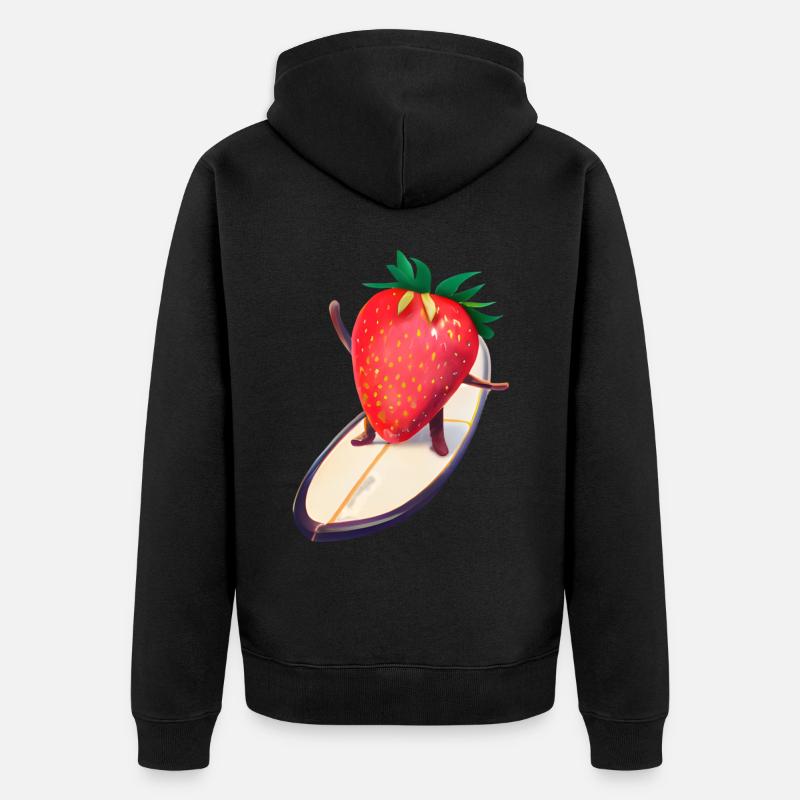Fraise sur planche de surf - Veste à capuche bio Premium Unisexe - noir