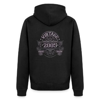 Millésime 2005 Anniversaire Dictons - Veste à capuche bio Premium Unisexe - noir - Dos - Nico (187cm)