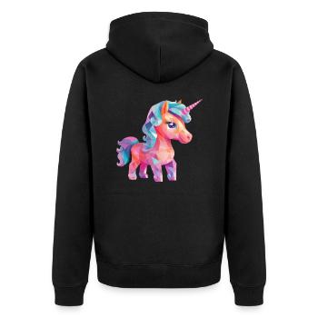 Unicorn Modern Polygon Design - Unisex Premium Bio Zip Hoodie - Schwarz - Hinten - Nico (187cm)