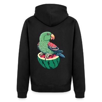 Perroquet rare sur pastèque - Veste à capuche bio Premium Unisexe - noir - Dos - Nico (187cm)