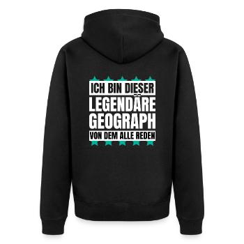 Ich bin dieser legendäre Geograph - Unisex Premium Bio Zip Hoodie - Schwarz - Hinten - Nico (187cm)