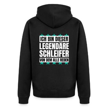 Ich bin dieser legendäre Schleifer - Unisex Premium Bio Zip Hoodie - Schwarz - Hinten - Nico (187cm)