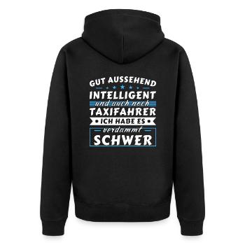 Gut aussehend intelligent - Taxifahrer Edition - Unisex Premium Bio Zip Hoodie - Schwarz - Hinten - Nico (187cm)