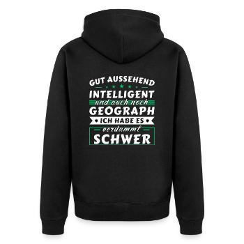 Gut aussehend intelligent - Geograph Edition - Unisex Premium Bio Zip Hoodie - Schwarz - Hinten - Nico (187cm)