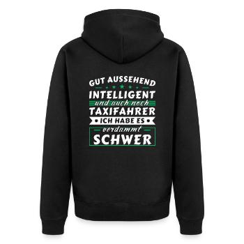 Gut aussehend intelligent - Taxifahrer Edition - Unisex Premium Bio Zip Hoodie - Schwarz - Hinten - Nico (187cm)