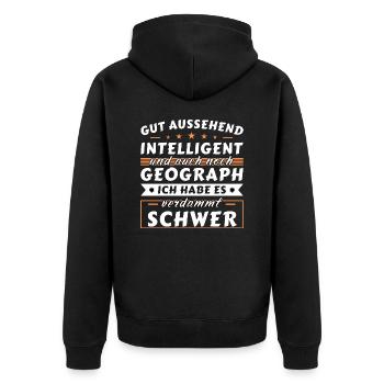 Gut aussehend intelligent - Geograph Edition - Unisex Premium Bio Zip Hoodie - Schwarz - Hinten - Nico (187cm)