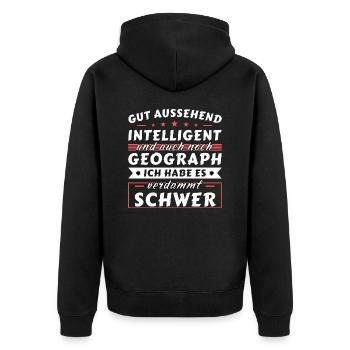Gut aussehend intelligent - Geograph Edition - Unisex Premium Bio Zip Hoodie - Schwarz - Hinten - Nico (187cm)