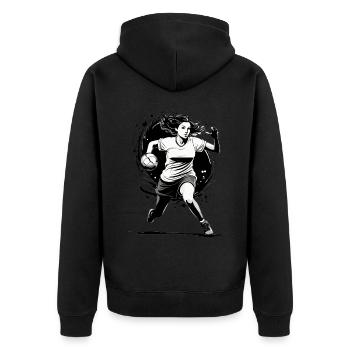 Handball player streetwear Iconic style - Unisex Premium Organic Zip Hoodie - black - Back - Nico (187cm)