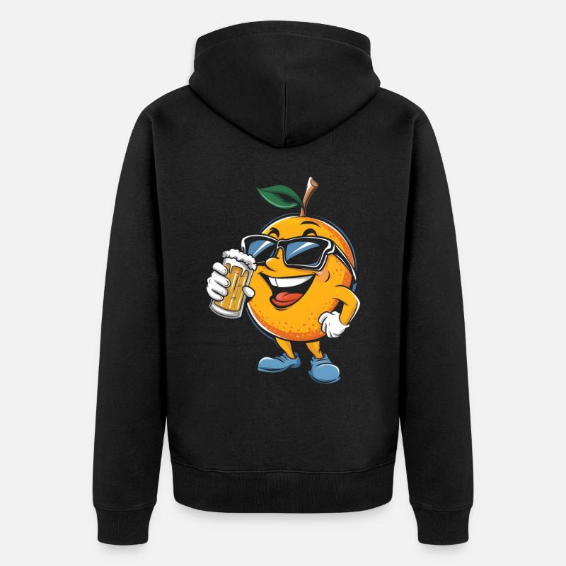 Orange Bier - Unisex Premium Bio Zip Hoodie - Schwarz
