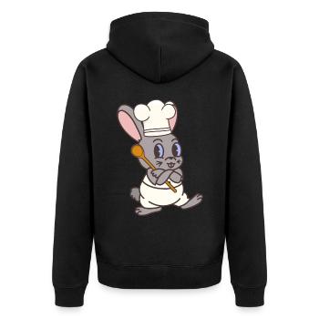 Hase Koch Köche Köchin Koch Gastgeber Kaninchen - Unisex Premium Bio Zip Hoodie - Schwarz - Hinten - Nico (187cm)