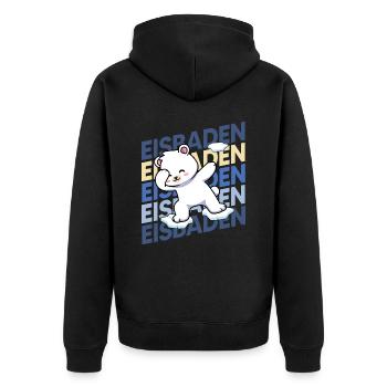 Eisbader coolest Eisbär beim Winterschwimmen - Unisex Premium Bio Zip Hoodie - Schwarz - Hinten - Nico (187cm)