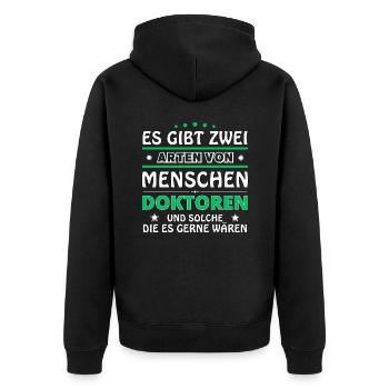 Cadeau Docteur - Deux Types de... Concevoir - Veste à capuche bio Premium Unisexe - noir - Dos - Nico (187cm)