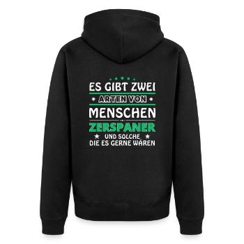 Chipper Gift - Two Types of... Design - Unisex Premium Organic Zip Hoodie - black - Back - Nico (187cm)