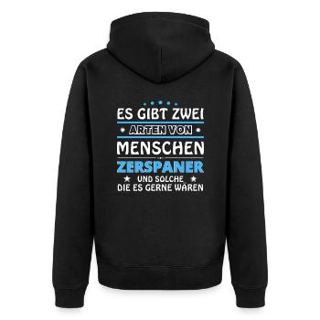Chipper Gift - Two Types of... Design - Unisex Premium Organic Zip Hoodie - black - Back - Nico (187cm)