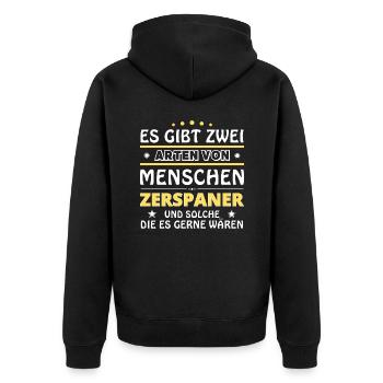 Chipper Gift - Two Types of... Design - Unisex Premium Organic Zip Hoodie - black - Back - Nico (187cm)