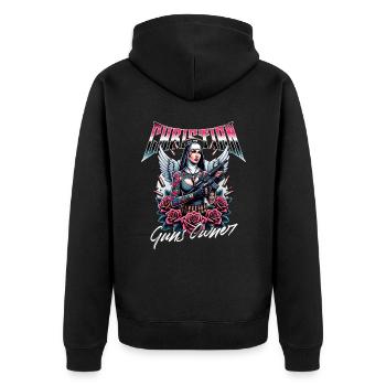 Leidenschaftlicher Gläubiger Waffen Christ - Unisex Premium Bio Zip Hoodie - Schwarz - Hinten - Nico (187cm)