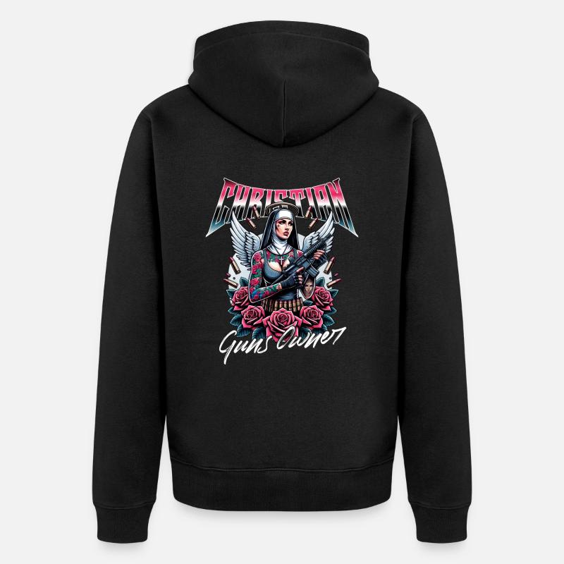 Leidenschaftlicher Gläubiger Waffen Christ - Unisex Premium Bio Zip Hoodie - Schwarz