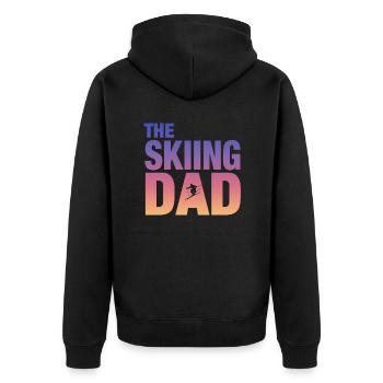 The Skiing Dad - Ski - Unisex Premium Bio Zip Hoodie - Schwarz - Hinten - Nico (187cm)