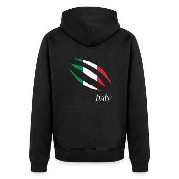 Italy - Unisex Premium Bio Zip Hoodie - Schwarz - Hinten - Nico (187cm)