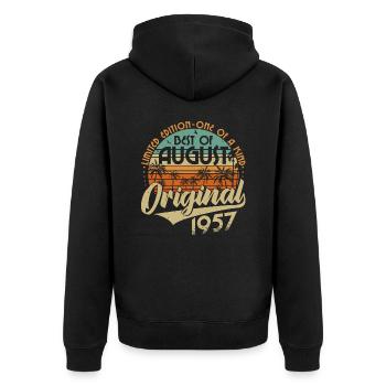 Août 1957 Vintage Anniversaire Rétro - Veste à capuche bio Premium Unisexe - noir - Dos - Nico (187cm)