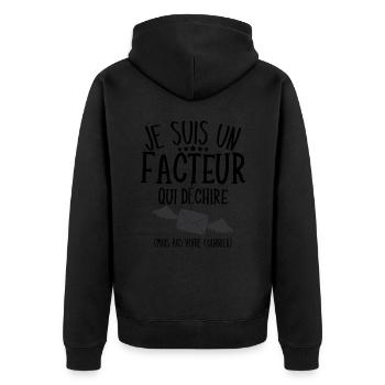 Facteur qui Déchire - - Veste à capuche bio Premium Unisexe - noir - Dos - Nico (187cm)