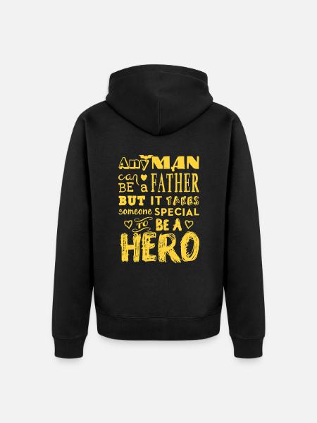 Father Hero Funny Father's Day - Unisex Premium Organic Zip Hoodie - black