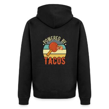 Powered by Tacos Funny Table Tennis Taco - Unisex Premium Organic Zip Hoodie - black - Back - Nico (187cm)