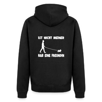 Nicht Meiner Hab Eine Freundin Geschenkidee - Unisex Premium Bio Zip Hoodie - Schwarz - Hinten - Nico (187cm)