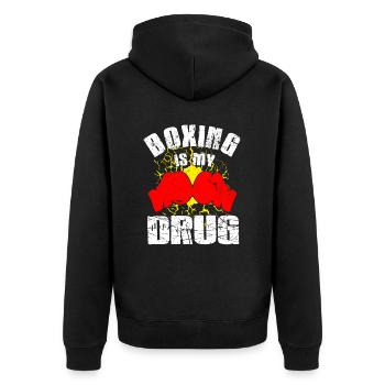 Boxer Quote Boxing Is My Drug Boxing Gloves Gifts - Unisex Premium Bio Zip Hoodie - Schwarz - Hinten - Nico (187cm)