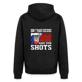 Basketball Dont Make Excuses Make Your Shot - Unisex Premium Bio Zip Hoodie - Schwarz - Hinten - Nico (187cm)