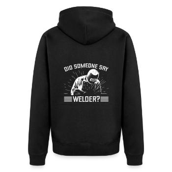 Quelqu’un a-t-il dit soudeur? - Silhouette de métallurgiste - Veste à capuche bio Premium Unisexe - noir - Dos - Nico (187cm)
