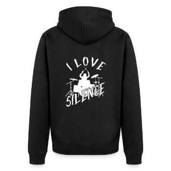 I Love Silence - Idée cadeau Drummer Girls - Veste à capuche bio Premium Unisexe - noir - Dos - Nico (187cm)