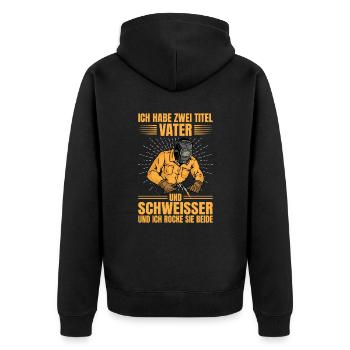 Zwei Titel Vater Und Schweisser Geschenkidee - Unisex Premium Bio Zip Hoodie - Schwarz - Hinten - Nico (187cm)