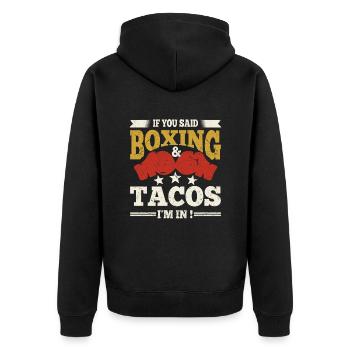 Boxer Citation Boxe & Tacos Gants de boxe Cadeaux - Veste à capuche bio Premium Unisexe - noir - Dos - Nico (187cm)